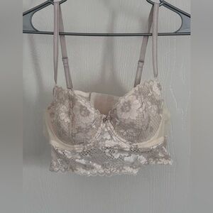 Adore Me | Lace Bralette in Cream and Gray | Size 38B